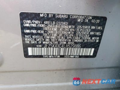 Zdjęcie 13 z 13 samochodu: 2020 SUBARU FORESTER TOURING VIN:JF2SKAXC4LH529886 - miniatura