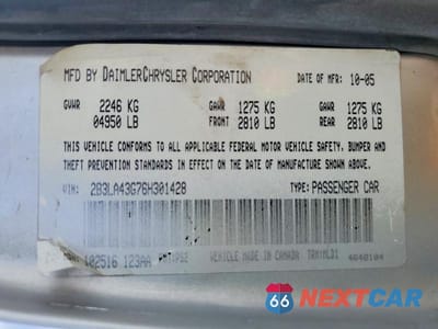 Zdjęcie 12 z 12 samochodu: 2006 DODGE CHARGER SE VIN:2B3LA43G76H301428 - miniatura