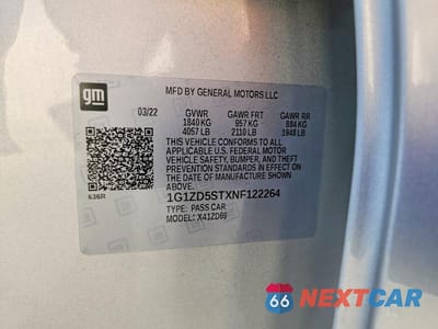Zdjęcie 13 z 13 samochodu: 2022 CHEVROLET MALIBU LT VIN:1G1ZD5STXNF122264 - miniatura