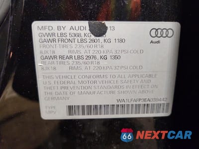 Zdjęcie 13 z 13 samochodu: 2014 AUDI Q5 PREMIUM PLUS VIN:WA1LFAFP3EA039442 - miniatura