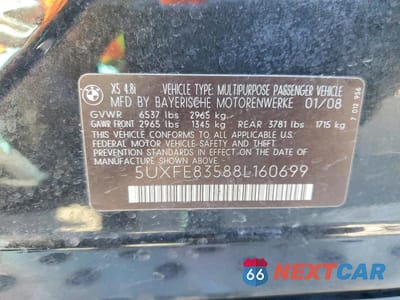 Zdjęcie 13 z 13 samochodu: 2008 BMW X5 4.8I VIN:5UXFE83588L160699 - miniatura