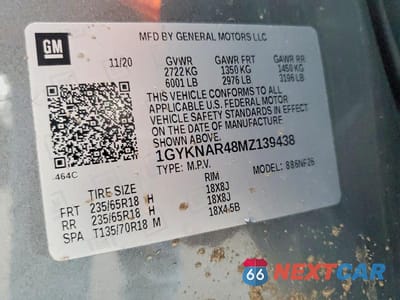 Zdjęcie 10 z 10 samochodu: 2021 CADILLAC XT5 LUXURY VIN:1GYKNAR48MZ139438 - miniatura