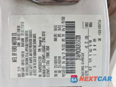 Zdjęcie 12 z 12 samochodu: 2020 FORD FUSION SEL VIN:3FA6P0CDXLR151328 - miniatura