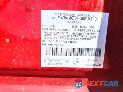 Zdjęcie 13 z 13 samochodu: 2010 MAZDA 6 I VIN:1YVHZ8CH7A5M46265 - miniatura