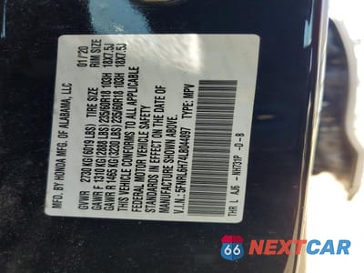 Zdjęcie 13 z 13 samochodu: 2020 HONDA ODYSSEY EXL VIN:5FNRL6H74LB044897 - miniatura