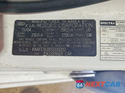 Zdjęcie 13 z 13 samochodu: 2005 KIA SPECTRA SPECTRA5 VIN:KNAFE161855109332 - miniatura