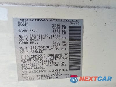 Zdjęcie 12 z 12 samochodu: 2025 NISSAN MURANO SL VIN:5N1AZ3CS6SC126711 - miniatura