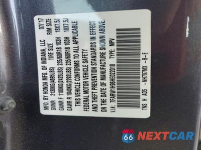 Zdjęcie 13 z 13 samochodu: 2017 HONDA CR-V TOURING VIN:7FARW1H96HE022018 - miniatura