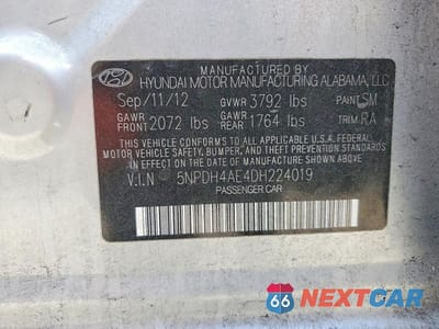 Zdjęcie 13 z 13 samochodu: 2013 HYUNDAI ELANTRA GLS VIN:5NPDH4AE4DH224019 - miniatura