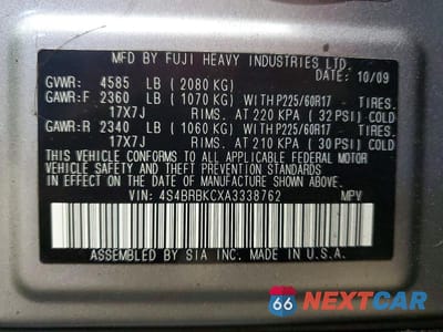 Zdjęcie 13 z 13 samochodu: 2010 SUBARU OUTBACK 2.5I LIMITED VIN:4S4BRBKCXA3338762 - miniatura