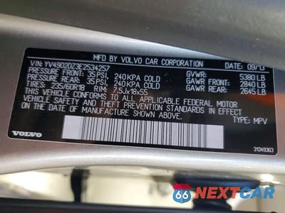 Zdjęcie 14 z 14 samochodu: 2014 VOLVO XC60 T6 VIN:YV4902DZ3E2534257 - miniatura