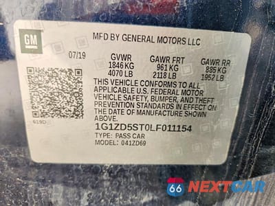 Zdjęcie 12 z 12 samochodu: 2020 CHEVROLET MALIBU LT VIN:1G1ZD5ST0LF011154 - miniatura