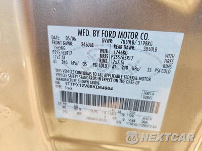 Zdjęcie 12 z 12 samochodu: 2006 FORD F150 VIN:1FTPX12V86KD64964 - miniatura