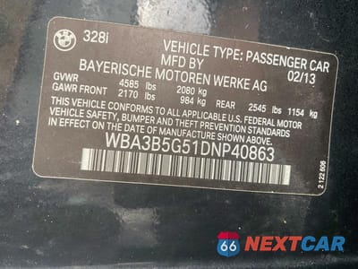 Zdjęcie 10 z 10 samochodu: 2013 BMW 328 XI SULEV VIN:WBA3B5G51DNP40863 - miniatura