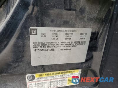 Zdjęcie 12 z 12 samochodu: 2009 CHEVROLET MALIBU 1LT VIN:1G1ZH57BX9F152651 - miniatura