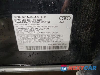 Zdjęcie 13 z 13 samochodu: 2016 AUDI Q3 PRESTIGE VIN:WA1GFCFS3GR015342 - miniatura