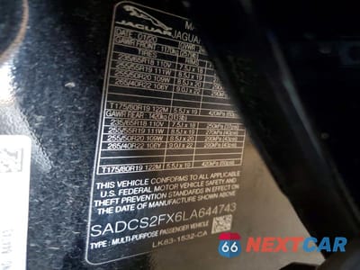 Zdjęcie 12 z 12 samochodu: 2020 JAGUAR F-PACE VIN:SADCS2FX6LA644743 - miniatura