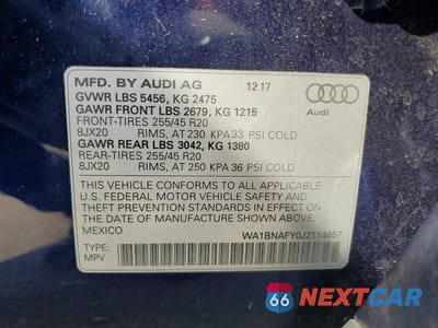 Zdjęcie 13 z 13 samochodu: 2018 AUDI Q5 PREMIUM PLUS VIN:WA1BNAFY0J2114657 - miniatura