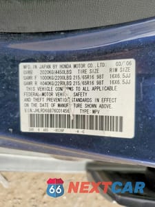 Zdjęcie 12 z 12 samochodu: 2006 HONDA CR-V VIN:JHLRD68876C014562 - miniatura