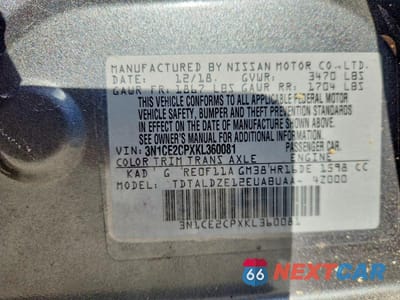 Zdjęcie 12 z 12 samochodu: 2019 NISSAN VERSA NOTE SV VIN:3N1CE2CPXKL360081 - miniatura