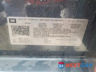 Zdjęcie 12 z 12 samochodu: 2018 CHEVROLET SILVERADO K1500 LT VIN:3GCUKREC9JG389754 - miniatura