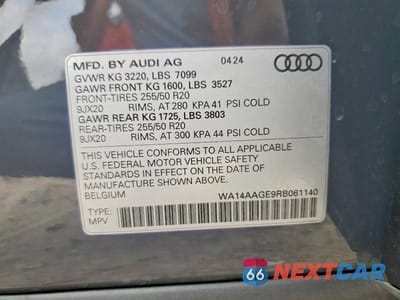 Zdjęcie 13 z 13 samochodu: 2024 AUDI Q8 E-TRON PREMIUM VIN:WA14AAGE9RB061140 - miniatura
