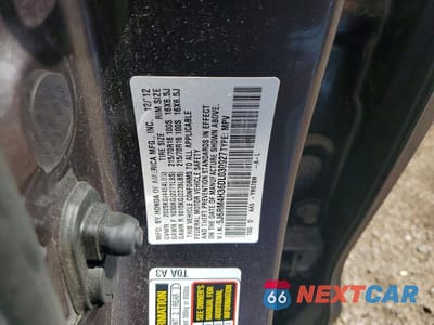 Zdjęcie 13 z 13 samochodu: 2013 HONDA CR-V LX VIN:5J6RM4H36DL030927 - miniatura