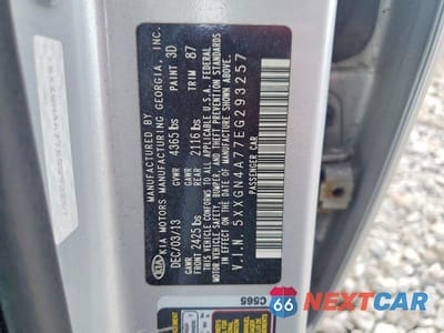 Zdjęcie 12 z 12 samochodu: 2014 KIA OPTIMA EX VIN:5XXGN4A77EG293257 - miniatura