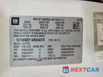 Zdjęcie 14 z 14 samochodu: 2010 CADILLAC ESCALADE LUXURY VIN:1GYUKBEF1AR244378 - miniatura