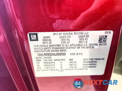 Zdjęcie 14 z 14 samochodu: 2010 GMC ACADIA SLT-1 VIN:1GKLRMED5AJ202693 - miniatura
