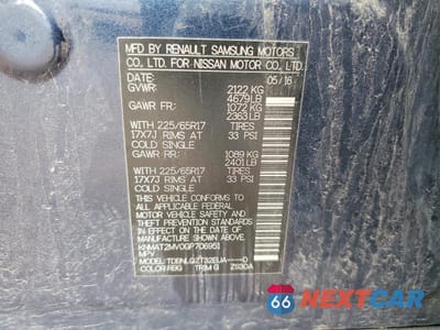 Zdjęcie 13 z 13 samochodu: 2016 NISSAN ROGUE SV VIN:KNMAT2MV0GP706951 - miniatura