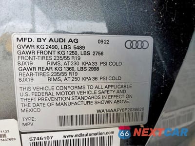 Zdjęcie 13 z 13 samochodu: 2023 AUDI Q5 SPORTBACK PREMIUM 45 VIN:WA14AAFY8P2036626 - miniatura