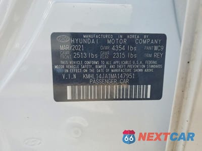 Zdjęcie 12 z 12 samochodu: 2021 HYUNDAI SONATA SEL VIN:KMHL14JA1MA147951 - miniatura
