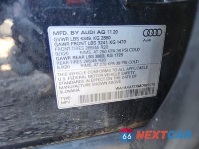 Zdjęcie 13 z 13 samochodu: 2021 AUDI Q7 PREMIUM VIN:WA1AXAF7XMD023076 - miniatura