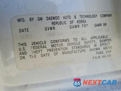 Zdjęcie 12 z 12 samochodu: 2005 CHEVROLET AVEO BASE VIN:KL1TD52645B345292 - miniatura