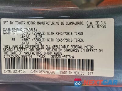 Zdjęcie 12 z 12 samochodu: 2020 TOYOTA TACOMA SR5 V6 VIN:3TYAZ5CN5LT000774 - miniatura