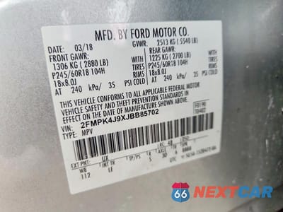 Zdjęcie 13 z 13 samochodu: 2018 FORD EDGE SEL VIN:2FMPK4J9XJBB85702 - miniatura