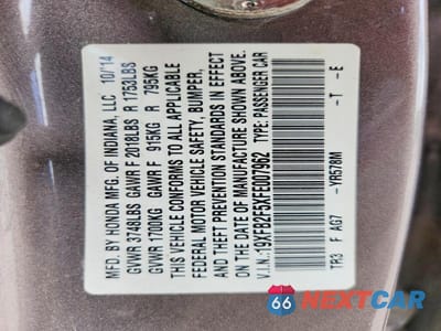 Zdjęcie 13 z 13 samochodu: 2015 HONDA CIVIC LX VIN:19XFB2F5XFE007962 - miniatura