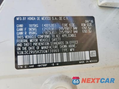 Zdjęcie 14 z 14 samochodu: 2016 HONDA HR-V LX VIN:3CZRU5H35GM739969 - miniatura