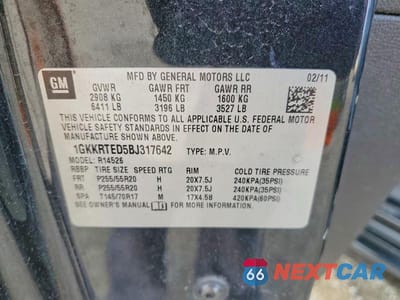 Zdjęcie 13 z 13 samochodu: 2011 GMC ACADIA DENALI VIN:1GKKRTED5BJ317642 - miniatura