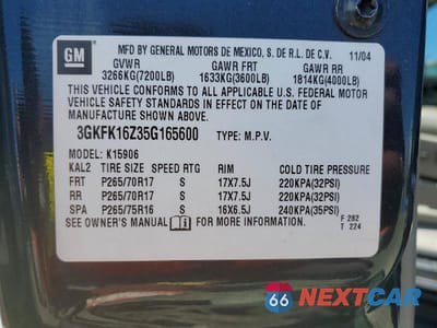Zdjęcie 14 z 14 samochodu: 2005 GMC YUKON XL K1500 VIN:3GKFK16Z35G165600 - miniatura