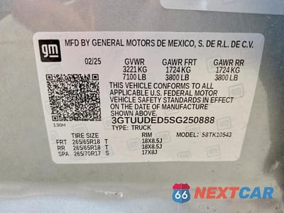 Zdjęcie 13 z 13 samochodu: 2025 GMC SIERRA K1500 SLT VIN:3GTUUDED5SG250888 - miniatura