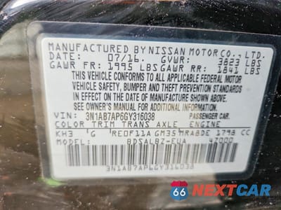Zdjęcie 13 z 13 samochodu: 2016 NISSAN SENTRA S VIN:3N1AB7AP6GY316038 - miniatura