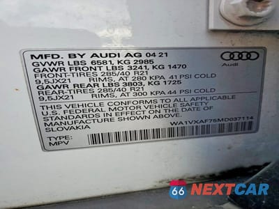 Zdjęcie 13 z 13 samochodu: 2021 AUDI Q7 PRESTIGE VIN:WA1VXAF75MD037114 - miniatura