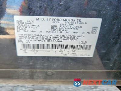 Zdjęcie 13 z 13 samochodu: 2017 FORD EDGE TITANIUM VIN:2FMPK4K98HBC03560 - miniatura