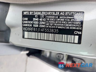 Zdjęcie 12 z 12 samochodu: 2004 MERCEDES-BENZ C 240 4MATIC VIN:WDBRF81J14F553835 - miniatura