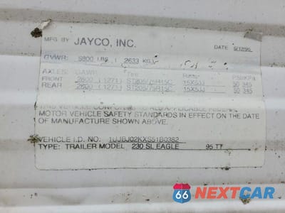 Zdjęcie 10 z 10 samochodu: 1995 JAYCO EAGLE CAMPER VIN:1UJBJ02KXS51B0382 - miniatura
