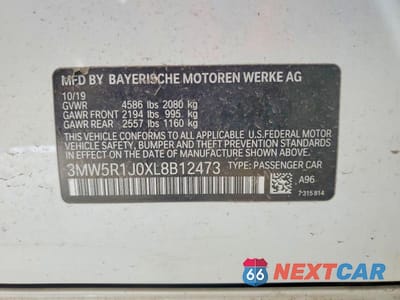 Zdjęcie 12 z 12 samochodu: 2020 BMW 330I VIN:3MW5R1J0XL8B12473 - miniatura