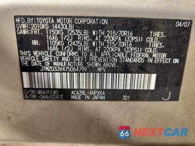 Zdjęcie 13 z 13 samochodu: 2007 TOYOTA RAV4 BASE VIN:JTMZD33V475064799 - miniatura