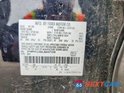 Zdjęcie 12 z 12 samochodu: 2020 FORD EDGE SEL VIN:2FMPK3J96LBA57339 - miniatura